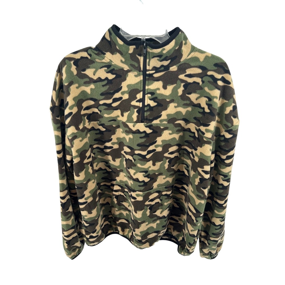 No Boundaries Women's XL Camo Polar Fleece Quarter‎ Zip Pullover Cozy Casual NWT